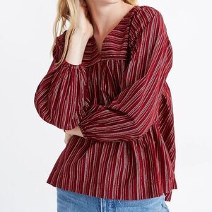 Madewell Swingy Peasant Top in Metallic Stripe